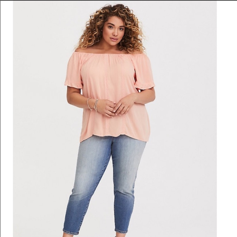 Coral Ruffle Gauze plus size Torrid Blouse